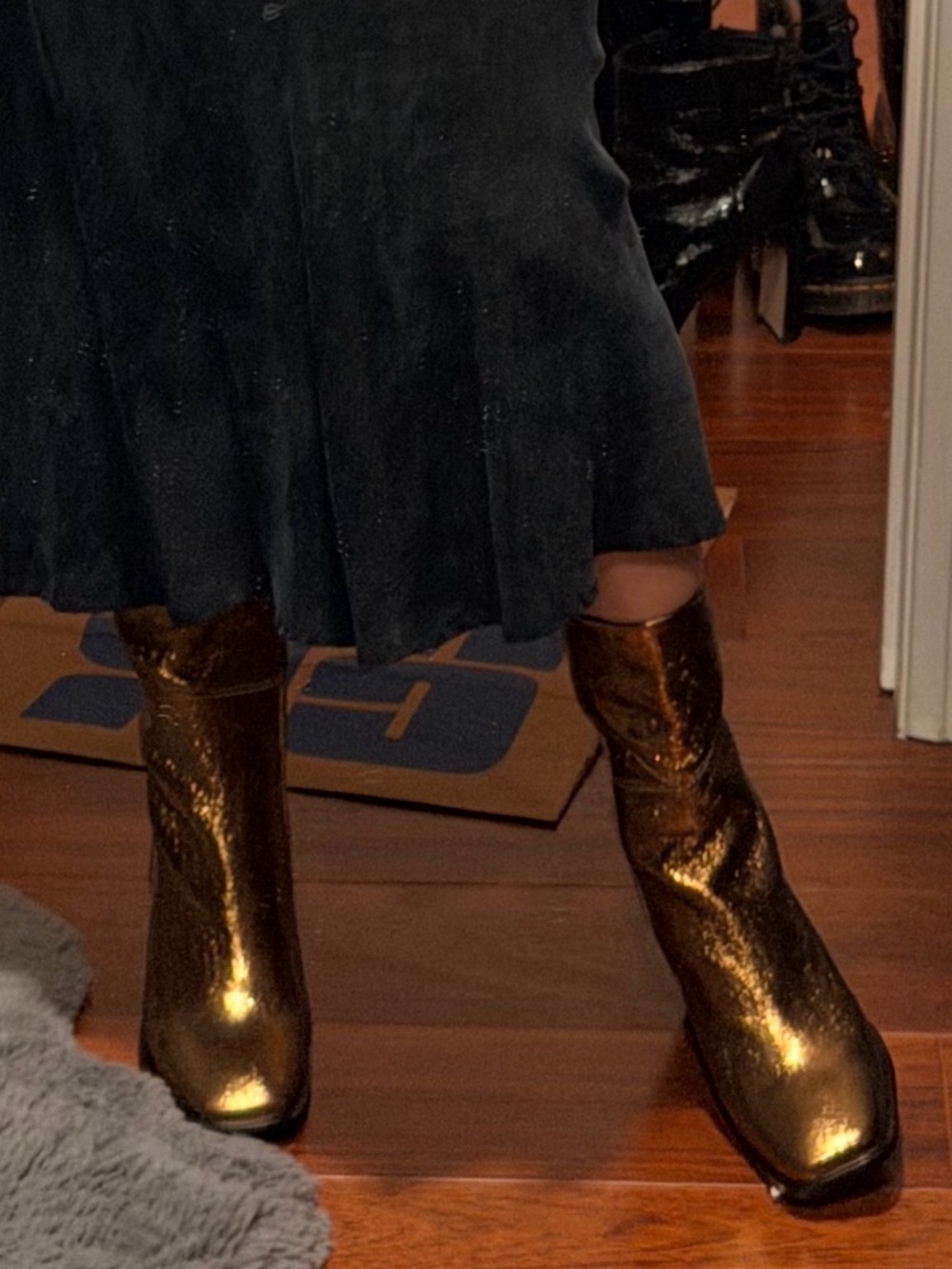Franco Sarto Metallic Gold Mid-Calf Heeled Boots